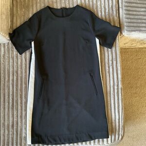 Navy Blue and White Short Sleeve Dress